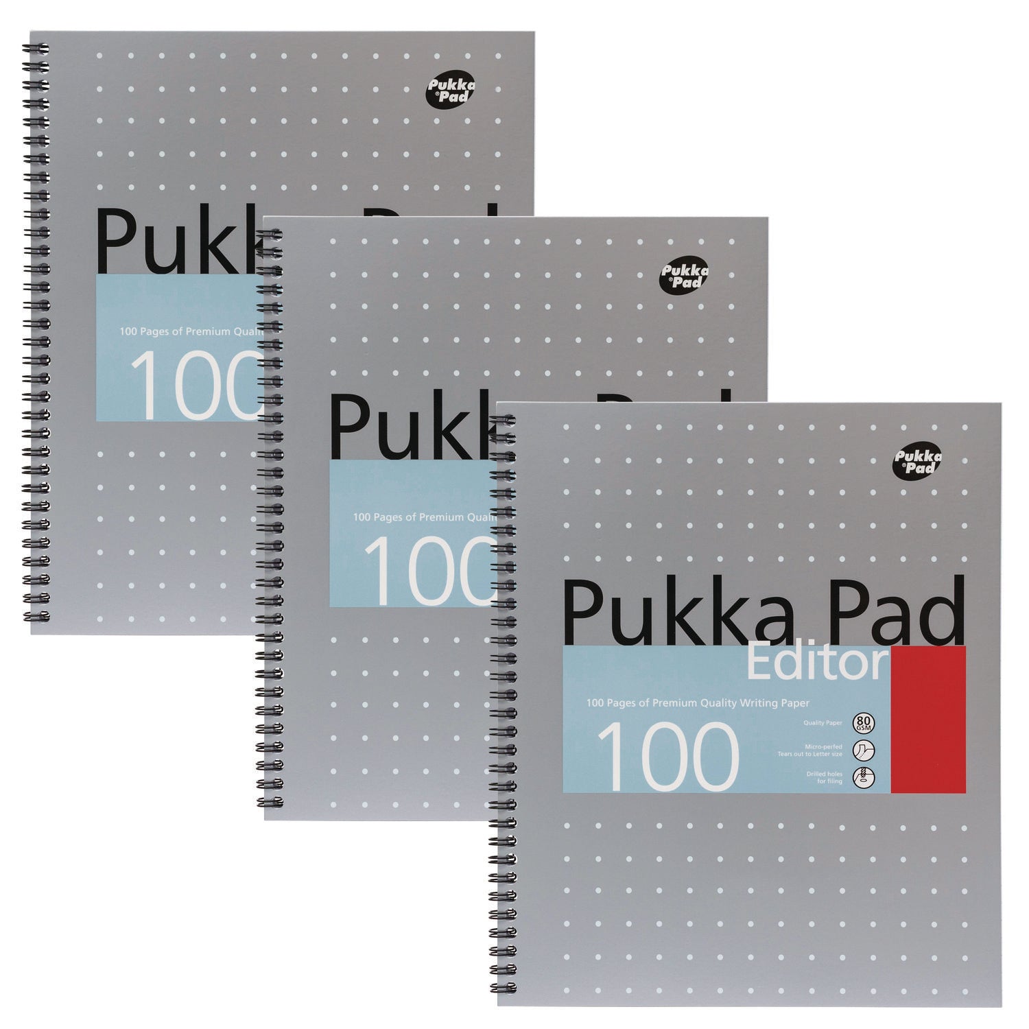 pukka-pad-letter-size-notebook-1-subject-medium-college-rule-silver-with-white-dots-cover-50-11-x-8-5-sheets-3-pack-puk8750met_1